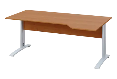 EZK 28 - 184 stůl kancelářský, rohový, pravý, kovová podnož bílá, deska 25 mm, široký 1800 mm, olše jantar